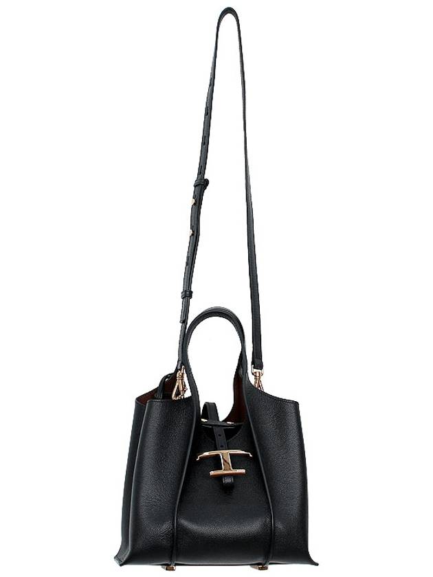 T Timeless Leather Shopping Mini Tote Bag Black - TOD'S - BALAAN 4