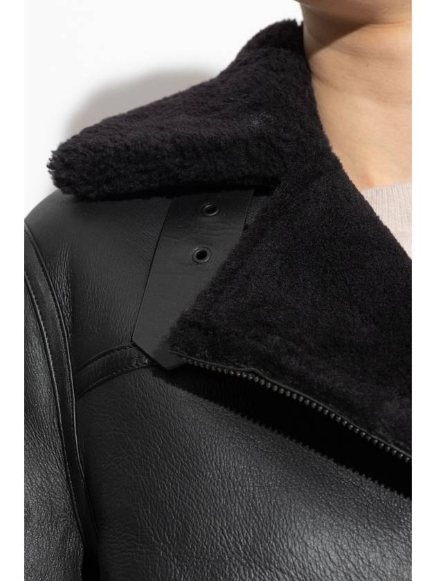 Solar Oversized Shearling Biker Jacket Black - ALLSAINTS - BALAAN 6