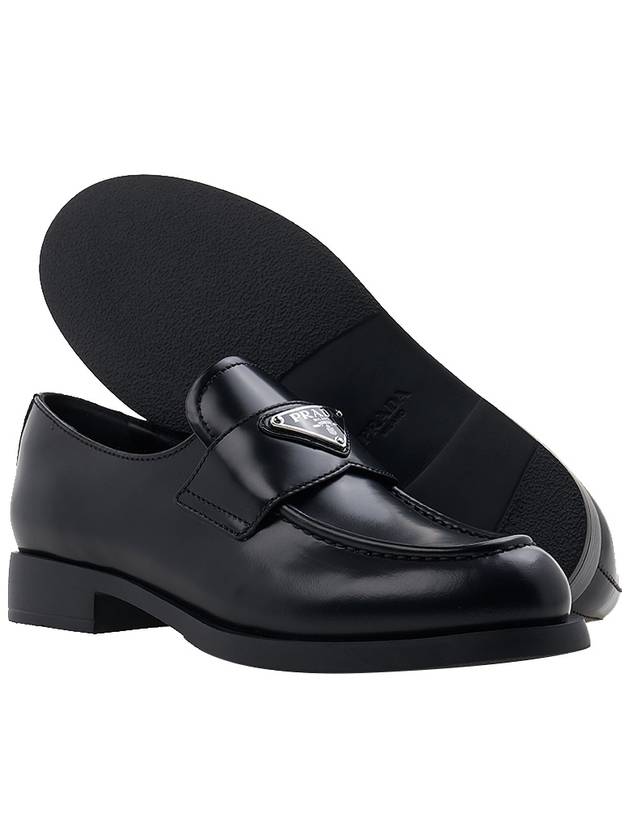 Triangle Logo Brush Leather Loafers Black - PRADA - BALAAN 6