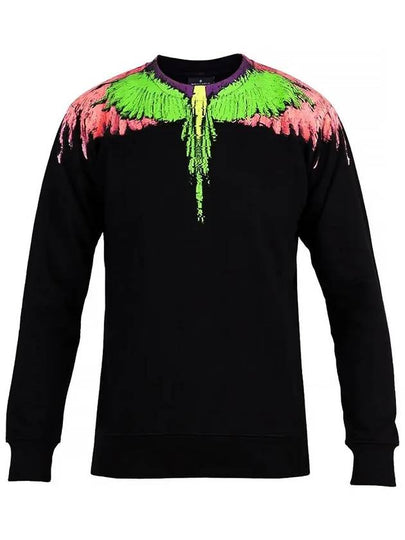 Camo Wing Print Cotton Sweatshirt Black - MARCELO BURLON - BALAAN 2