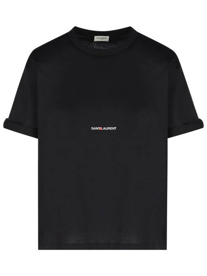 Rive Gauche Short Sleeve T-Shirt Black - SAINT LAURENT - BALAAN 2