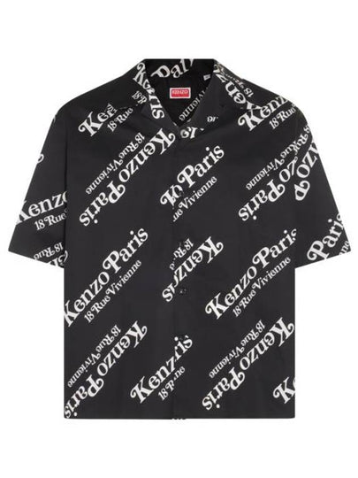 Verdy Boxy Monogram Print Button Short Sleeve Shirt Black - KENZO - BALAAN 2