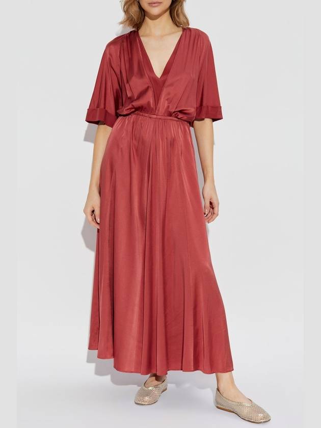 Forte_forte Silk Dress With V-neck, Women's, Red - FORTE FORTE - BALAAN 3