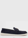 Triangle Logo Suede Leather Loafers Blue - PRADA - BALAAN 6