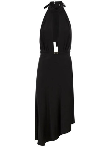 Satin midi dress with asymmetric skirt - ELISABETTA FRANCHI - BALAAN 1