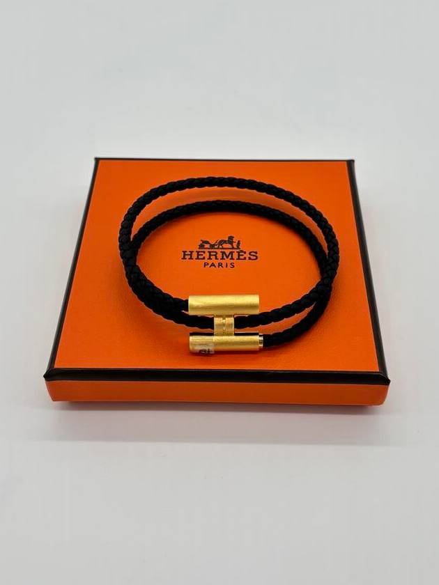 Tunis Tresse Gold Bracelet Noir - HERMES - BALAAN 7