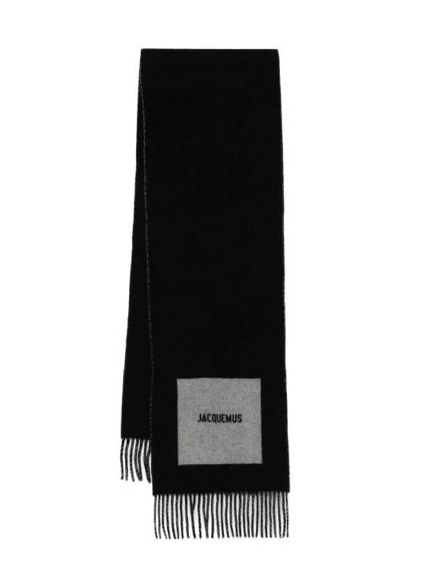 Logo Detail Fringe Muffler Black - JACQUEMUS - BALAAN 2