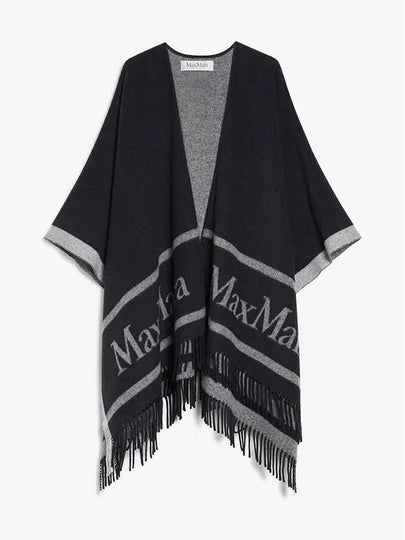 Logo Detail Fringed Cape Black - MAX MARA - BALAAN 2