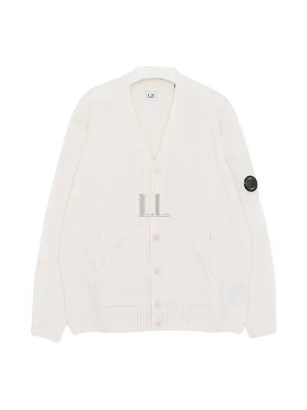 Lambswool GRS Buttoned Cardigan White - CP COMPANY - BALAAN 2