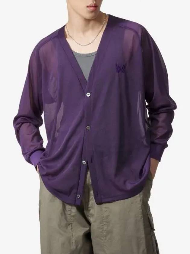 Chiffon V neck cardigan purple OT255PURPLE - NEEDLES - BALAAN 1