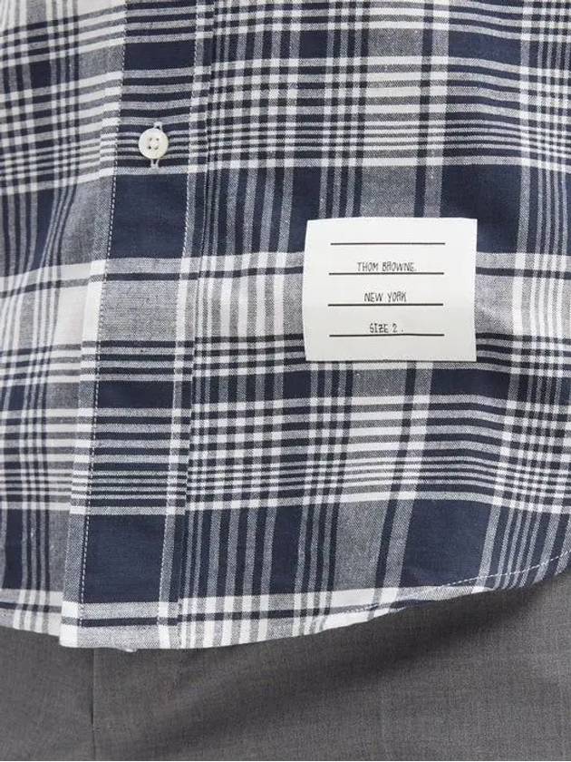 RWB Stripe Check Print Long Sleeve Shirt Navy - THOM BROWNE - BALAAN 5