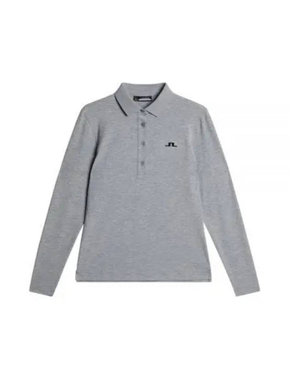 Flor Logo Polo Long Sleeve T-Shirt Medium Grey Melange - J.LINDEBERG - BALAAN 2