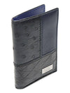 66 0225 Black Crocodile Ostrich Navy Leather Two tone Card Wallet - SALVATORE FERRAGAMO - BALAAN 3