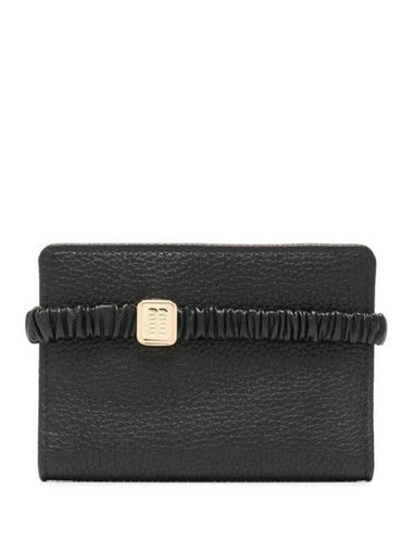 Logo Plaque Bifold Wallet Black - MIU MIU - BALAAN 1