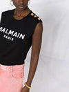 Gold Shoulder Button Logo Sleeveless Black - BALMAIN - BALAAN 3