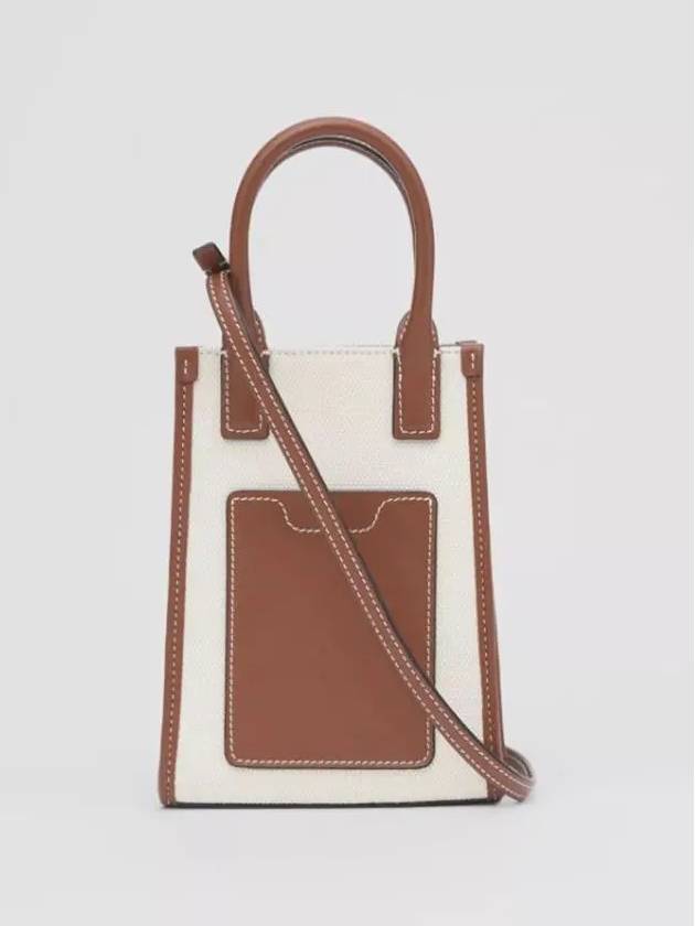 Frances Canvas Leather Mini Tote Bag Ecru Tan - BURBERRY - BALAAN 9