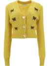 Embroidered Butterfly Pointel Alpaca Cardigan Yellow - ALESSANDRA RICH - BALAAN 2