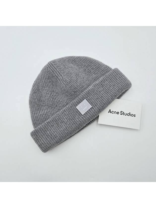 Face Logo Knit Beanie Grey - ACNE STUDIOS - BALAAN 4