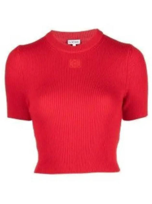 Cashmere Crop Knit Top Red - LOEWE - BALAAN 2