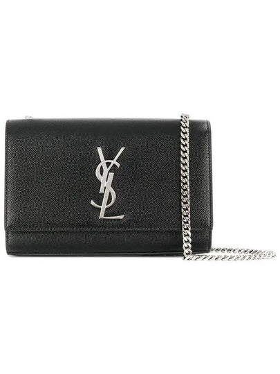 Kate Small Chain Bag In Grain de Poudre Leather Black - SAINT LAURENT - BALAAN 2