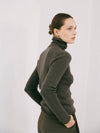 Women s Ribbed Cashmere 100 Turtleneck Brown BR - LEHEE CASHMERE - BALAAN 1