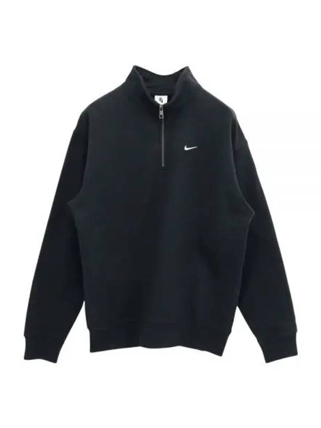 Solo Swoosh 1 4 Zip Up Top Sweatshirt Black - NIKE - BALAAN 2