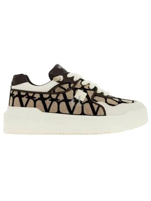 Iconography Leather Low Top Sneakers Beige - VALENTINO - BALAAN 2