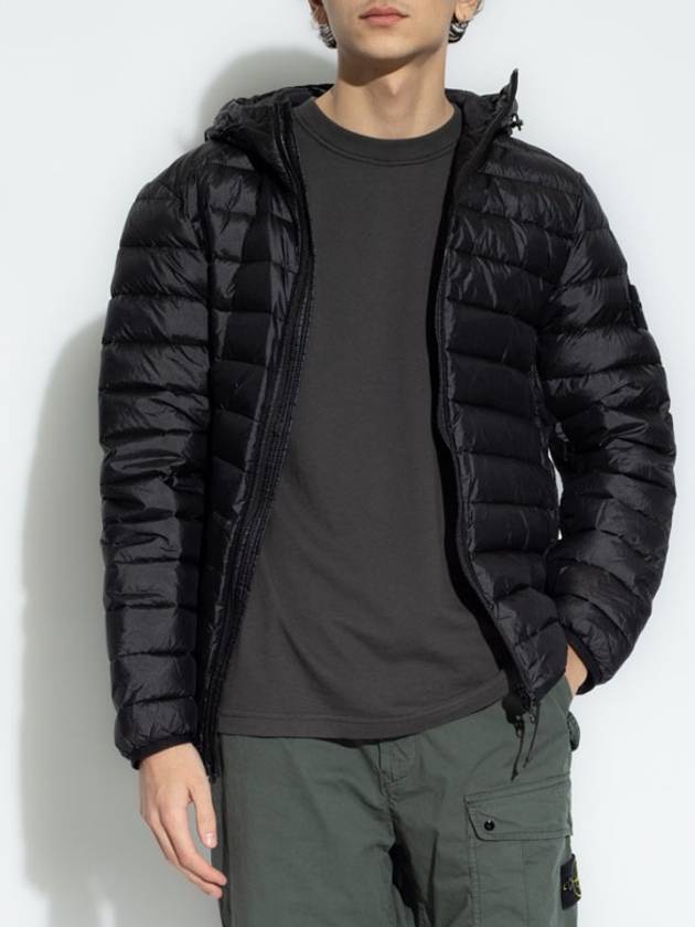 Loom Woven Chamber Down Padded Jacket Black - STONE ISLAND - BALAAN 1