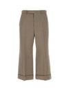 Textured Gabardine Cropped Straight Pants Brown - GUCCI - BALAAN 2