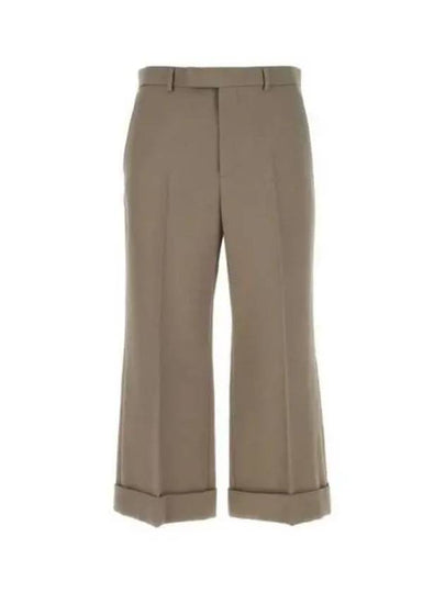 Textured Gabardine Cropped Straight Pants Brown - GUCCI - BALAAN 2