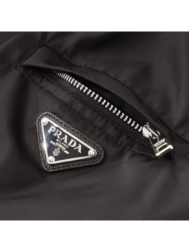 Triangle Logo Re-Nylon Zip Up Jacket Black - PRADA - BALAAN 7