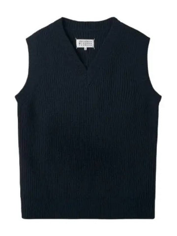 Gillette V neck knit vest dark blue - MAISON MARGIELA - BALAAN 1