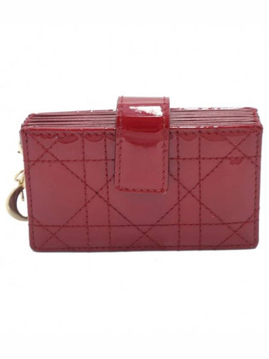 Women s Dior Christian S0074OVRB M323 Cherry Red Patent Cannage Lady Accordion Card Wallet gt business Gangbuk used luxury goods - DIOR - BALAAN 1