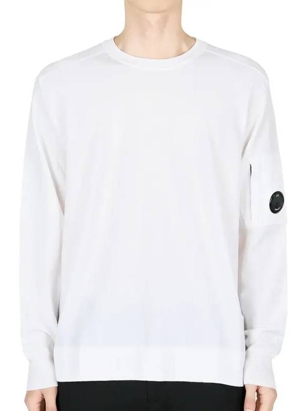 Extra Fine Merino Wool Crew Neck Knit Top White - CP COMPANY - BALAAN 3