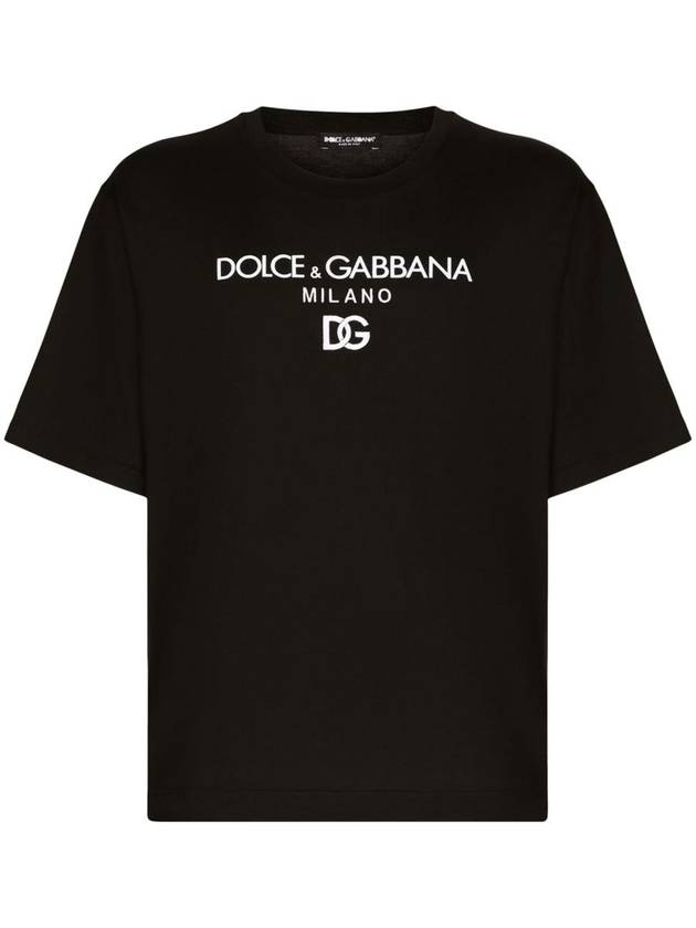 Men's Embroidered Logo Cotton Short Sleeve T-Shirt Black - DOLCE&GABBANA - BALAAN 2