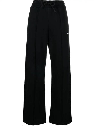 Mini Logo Cotton Wide Pants Black - MSGM - BALAAN 1