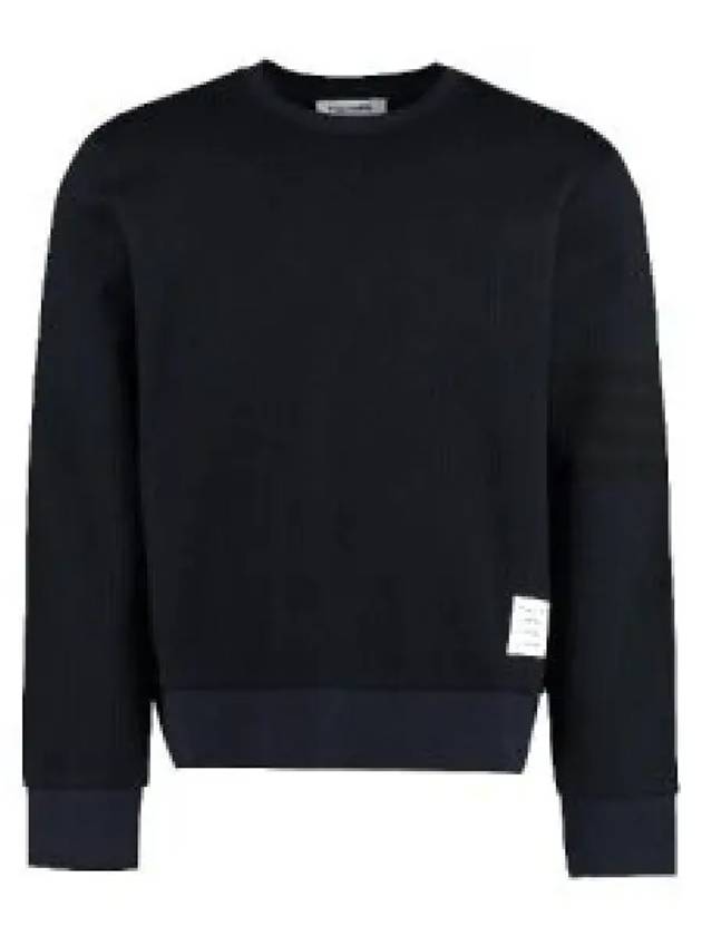 Seersucker Loopback 4 Bar Crew Neck Sweatshirt Navy - THOM BROWNE - BALAAN 2