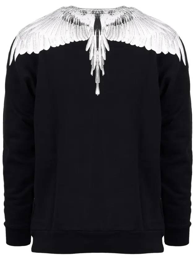 Wing Print Crew Neck Sweatshirt Black - MARCELO BURLON - BALAAN 1