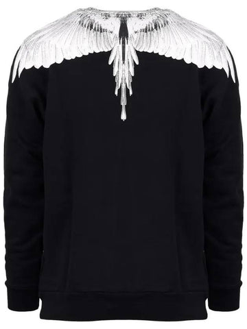 Wing Print Crew Neck Sweatshirt Black - MARCELO BURLON - BALAAN 1