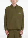 Logo Patch Zip-Up Long Sleeve Shirt Green - MARNI - BALAAN 4