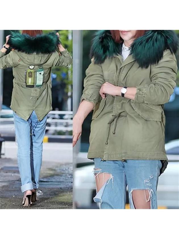 Ulsan Ulsan Mr and Mrs Spur Soline Slate Green Raccoon Fur Mini Parka - MR & MRS ITALY - BALAAN 1