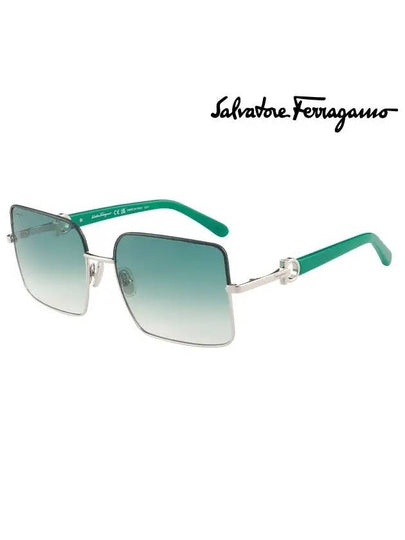 Women's Eyewear Square Metal Sunglasses Blue - SALVATORE FERRAGAMO - BALAAN 2