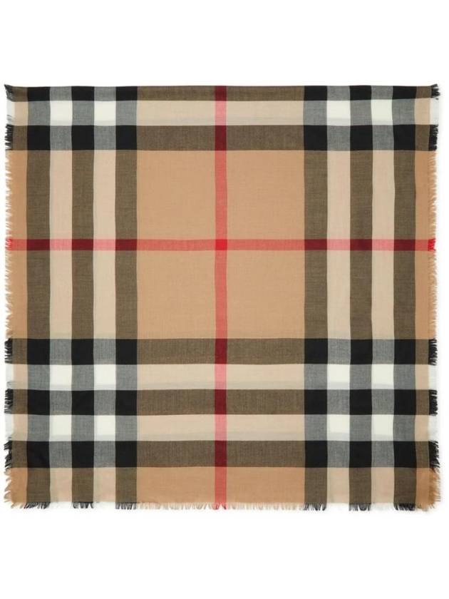 Check Cashmere Silk Scarf Beige - BURBERRY - BALAAN 1