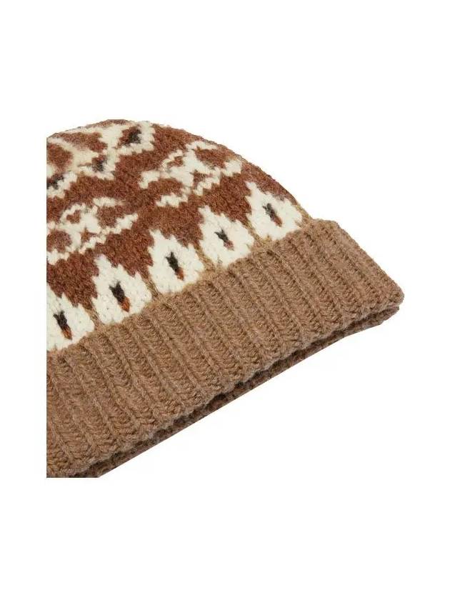 Triomphe Fair Isle Wool Beanie Camel - CELINE - BALAAN 5