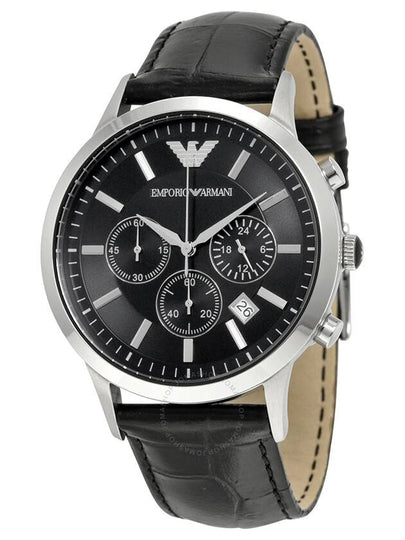 Renato Quartz Leather Watch Black - EMPORIO ARMANI - BALAAN 2