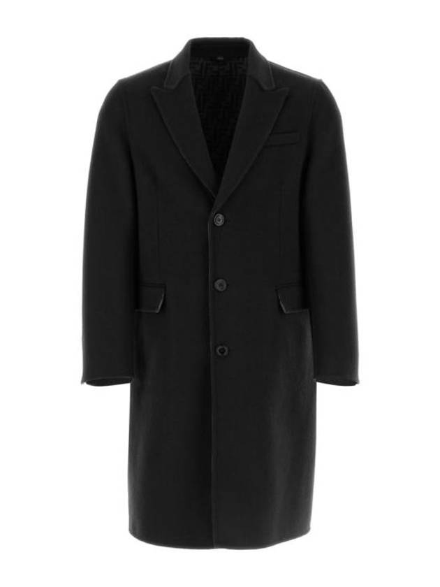 Men's FF Motifwool Single Coat Black Grey - FENDI - BALAAN 1