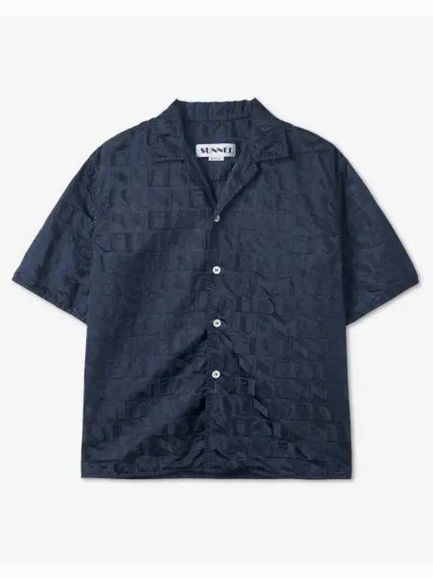 Monogram Logo Jacquard Short Sleeve Shirt Dark Navy - SUNNEI - BALAAN 2