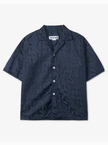 Monogram Logo Jacquard Short Sleeve Shirt Dark Navy - SUNNEI - BALAAN 1