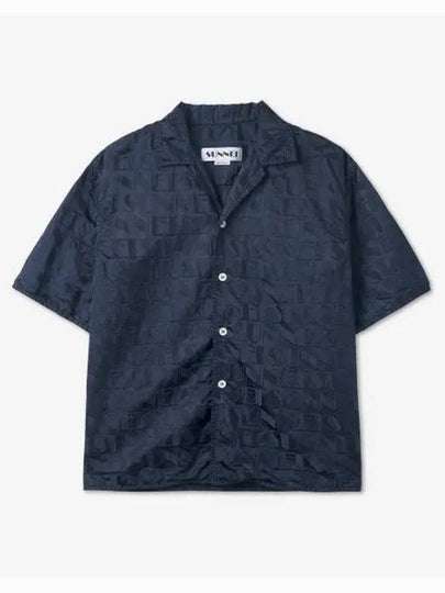 Monogram Logo Jacquard Short Sleeve Shirt Dark Navy - SUNNEI - BALAAN 2