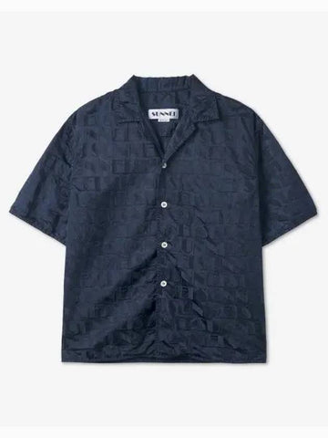 Monogram Logo Jacquard Short Sleeve Shirt Dark Navy - SUNNEI - BALAAN 1